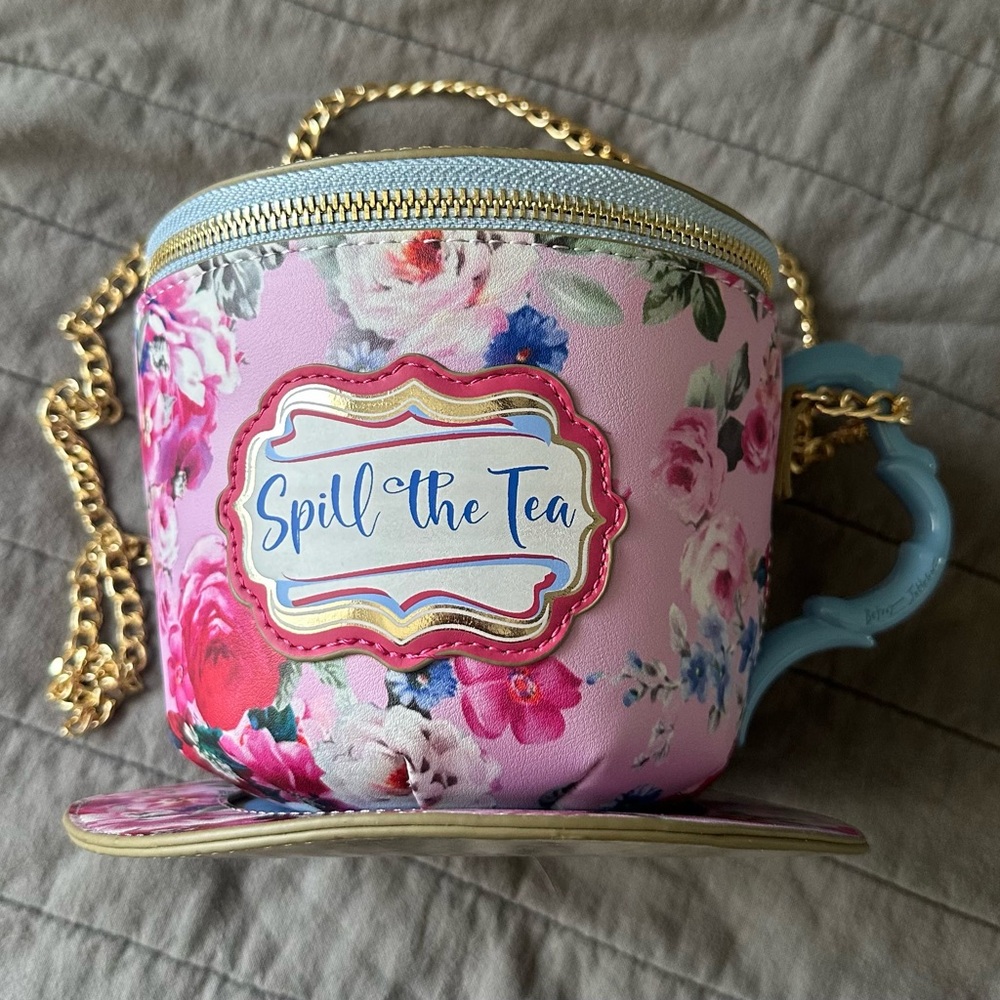 Betsey Johnson Pink and Blue Crossbody Teacup Bag